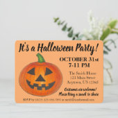 Halloween Party Oranje Jack o' Lantern Pumpkin Kaart (Staand voorkant)