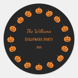 Halloween Party Oranje pompoenen Ronde Sticker