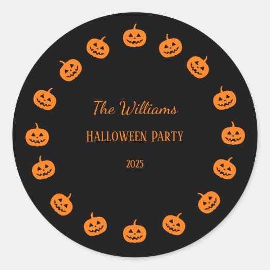 Halloween Party Oranje pompoenen Ronde Sticker (Voorkant)