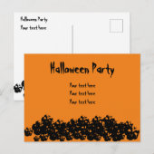Halloween Party oranje zwarte schedels grappig op  Briefkaart (Voorkant / Achterkant)