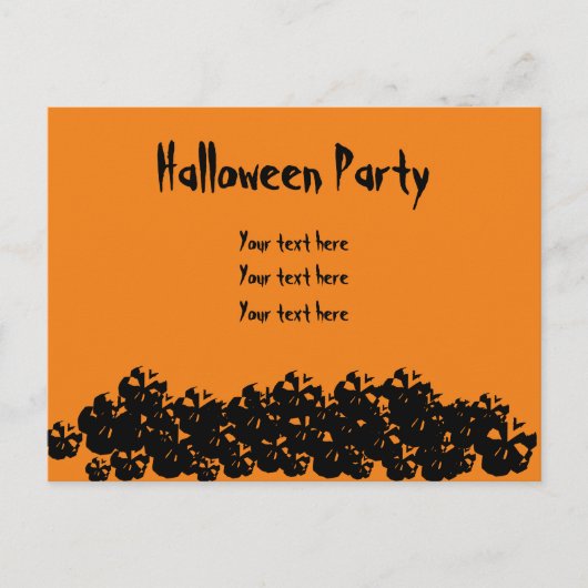 Halloween Party oranje zwarte schedels grappig op  Briefkaart (Voorkant)
