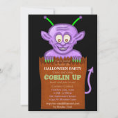 Halloween Party Paarse Goblin Funny Kinder Kaart (Voorkant)