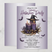 Halloween Party Paarse Kaarsen Vleermuizen Spooky Kaart (Voorkant / Achterkant)