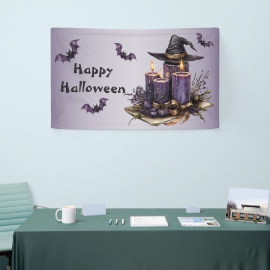 Halloween Party Paarse Kaarsen Vleermuizen Spooky Spandoek (Beurs)