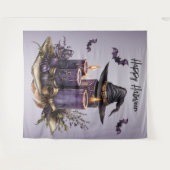 Halloween Party Paarse Kaarsen Vleermuizen Spooky  Wandkleed (Voorkant (horizontaal))