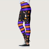 Halloween Party Paarse & Oranje Strepen Leggings (Links)