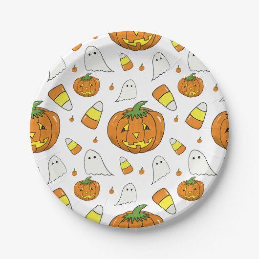 Halloween Party Paper Plates Papieren Bordje (Voorkant)