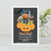 Halloween Party pomkin and Bat Personalized Kaart (Staand voorkant)