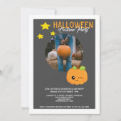Halloween Party pomkin en sterren gepersonaliseerd Kaart (Voorkant)