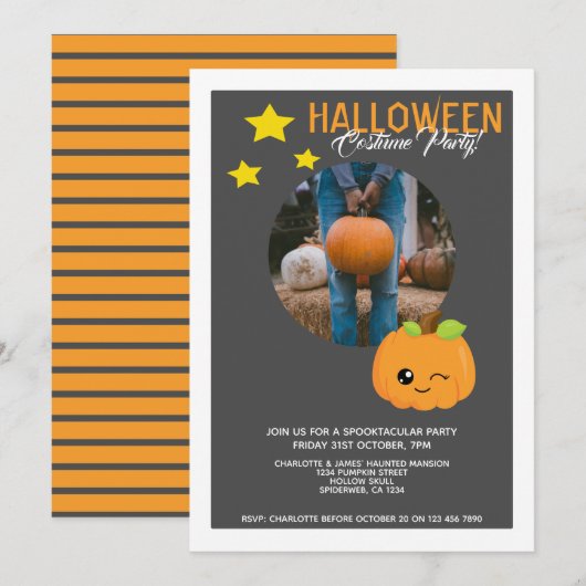 Halloween Party pomkin en sterren gepersonaliseerd Kaart (Voorkant / Achterkant)
