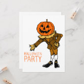 Halloween Party Pompoen Guy Clip Art, Halloween Kaart (Voorkant / Achterkant in situ)