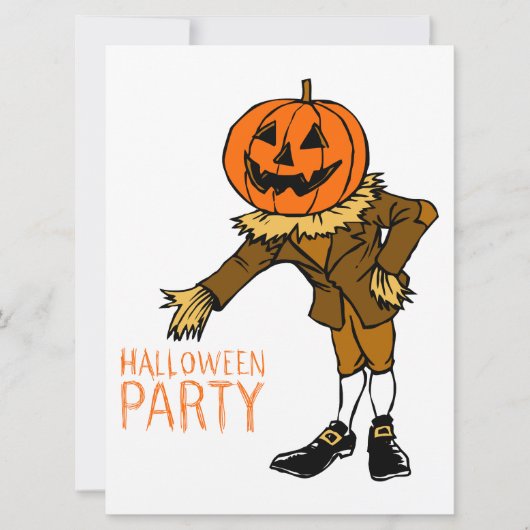 Halloween Party Pompoen Guy Clip Art, Halloween Kaart (Voorkant)