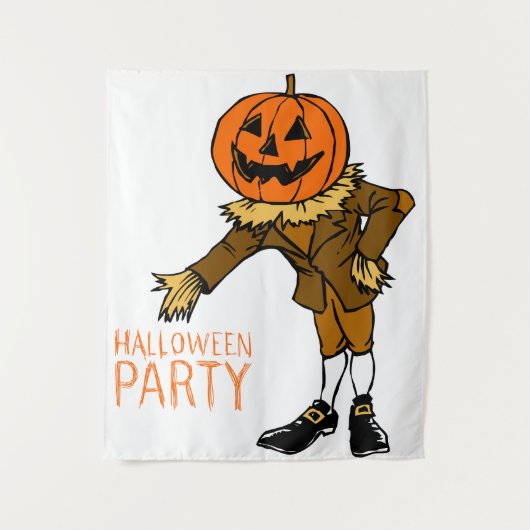 Halloween Party Pompoen Guy Clip Art, Halloween Wandkleed (Voorkant)