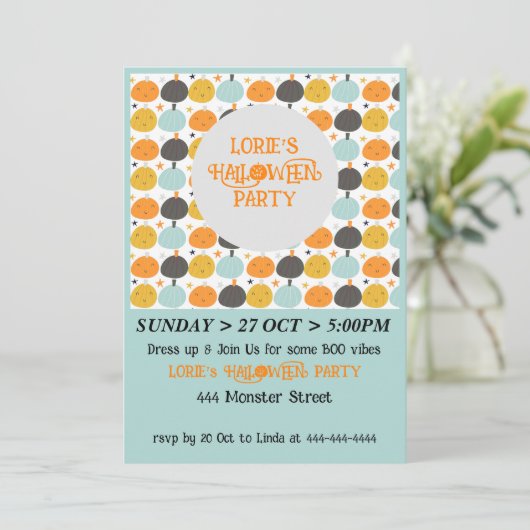 Halloween Party Pompoen Patch Custom Kaart (Staand voorkant)