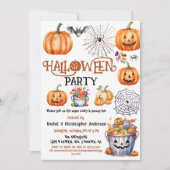 Halloween Party Pompoen Trick or treat Kinder Volw Kaart (Voorkant)