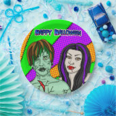 Halloween Party | Pop Art zombie Vampire Papieren Bordje (Feest)