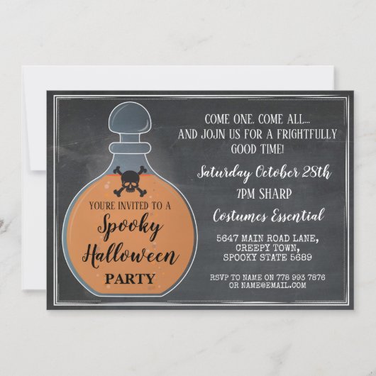 Halloween Party Potions Poison Bottle Skull Botten Kaart (Voorkant)