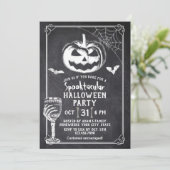 Halloween Party Pumpkin Bat Skull Chalkboard Kaart (Staand voorkant)