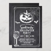 Halloween Party Pumpkin Bat Skull Chalkboard Kaart (Voorkant / Achterkant)