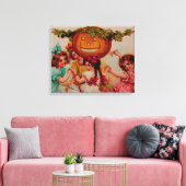Halloween Party Pumpkin Canvas Afdruk (Insitu (Woonkamer))
