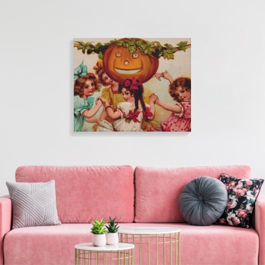 Halloween Party Pumpkin Canvas Afdruk (Insitu (Woonkamer))