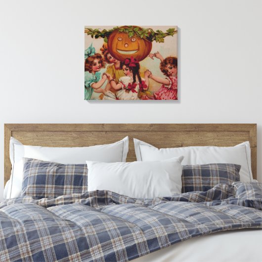 Halloween Party Pumpkin  Canvas Afdruk (Insitu (Slaapkamer))