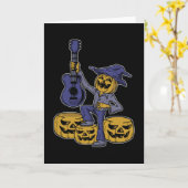Halloween Party Pumpkin Guitar Music Scary Gift Kaart (Gele Bloem)