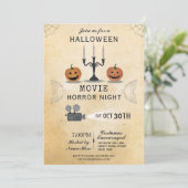 Halloween Party Pumpkin Horror Nodig Filmavond uit Kaart (Staand voorkant)