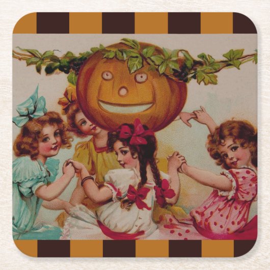 Halloween Party Pumpkin  Kartonnen Onderzetters (Voorkant)