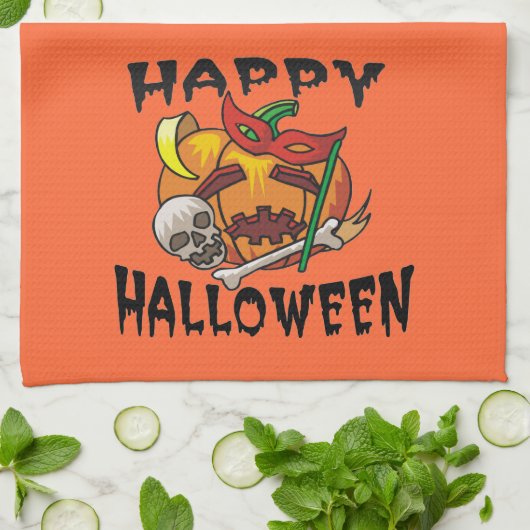 Halloween Party Pumpkin Kitchen Towel Theedoek (Gevouwen)