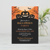 Halloween Party Pumpkin Scary Fun Invitation Kaart (Staand voorkant)