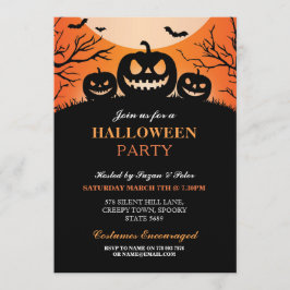 Halloween Party Pumpkin Scary Fun Invitation Kaart