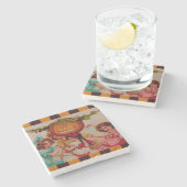 Halloween Party Pumpkin  Stenen Onderzetter (Zijkant)