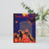 Halloween Party Pumpkins Ravens Cat Full Moon Briefkaart (Staand voorkant)