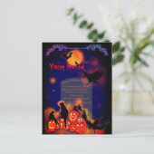 Halloween Party Pumpkins Ravens Cat Full Moon Briefkaart (Staand voorkant)