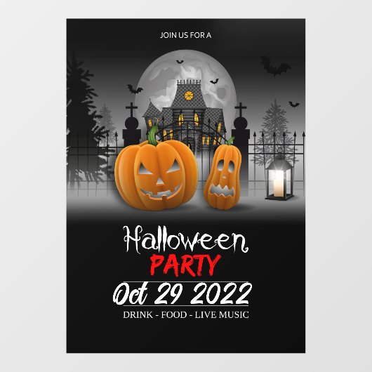 Halloween Party Raamsticker (Vel)