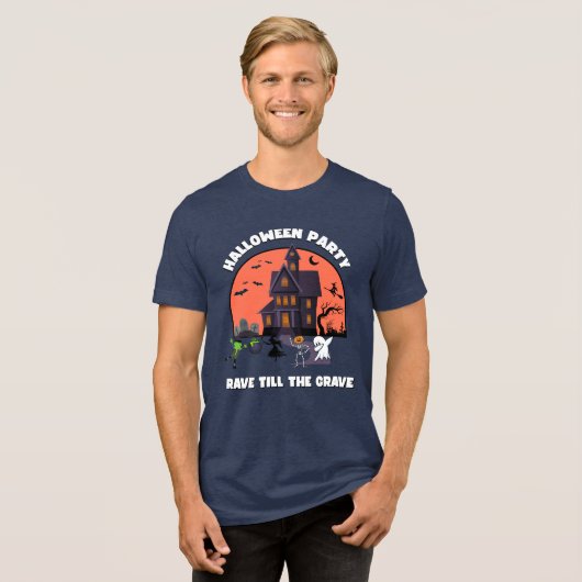 HALLOWEEN PARTY RAVE TILL THE GRAVE T-shirt (Voorkant volledig)