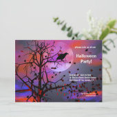 Halloween Party Raven Night Kaart (Staand voorkant)
