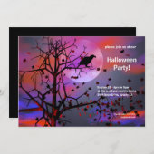 Halloween Party Raven Night Kaart (Voorkant / Achterkant)