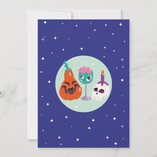 Halloween Party Retro Cocktails  Skull Kaart (Achterkant)