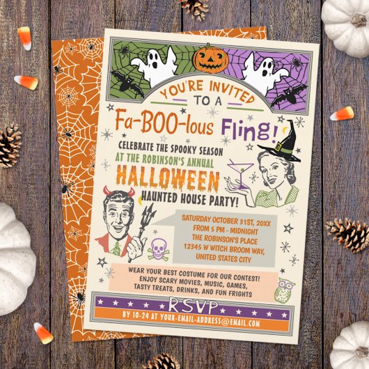 Halloween Party Retro Herfst Humor Foutous Fling Kaart