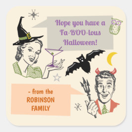 Halloween Party Retro Humor Faboolous Custom Name Vierkante Sticker