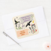 Halloween Party Retro Humor Faboolous Custom Name Vierkante Sticker (Envelop)