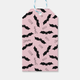 Halloween Party Roze Vleermuizen Cadeaulabel