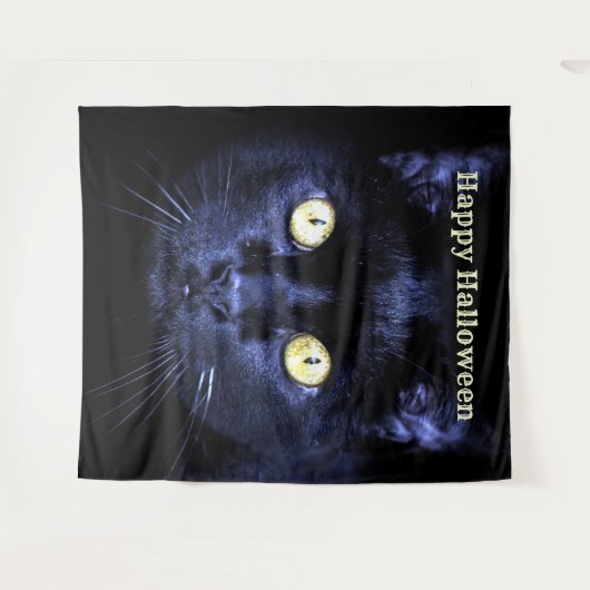 Halloween Party Scary Black Cat Horror Night Wandkleed (Voorkant (horizontaal))