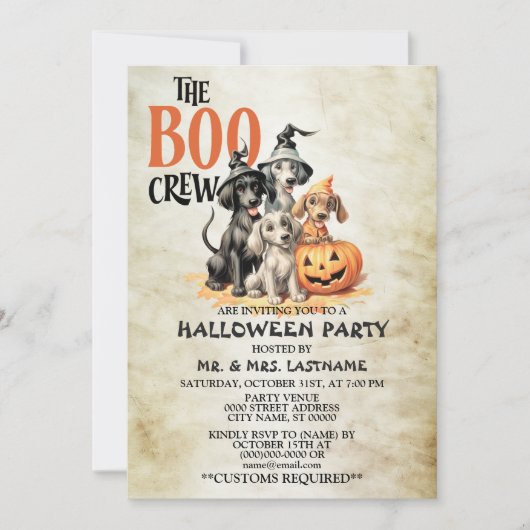 Halloween Party Scary Boo Dogs Crew Spooky Kaart (Voorkant)