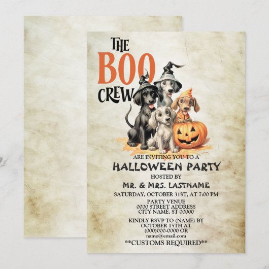 Halloween Party Scary Boo Dogs Crew Spooky Kaart (Voorkant / Achterkant)
