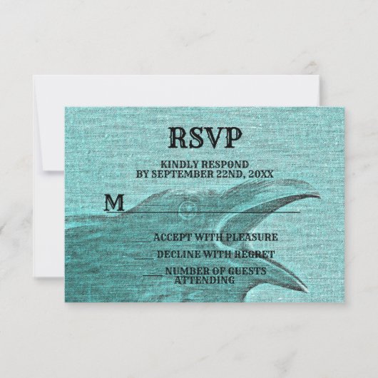 Halloween Party Scary Craw Blauwgroen Spooky RSVP Kaartje (Voorkant)