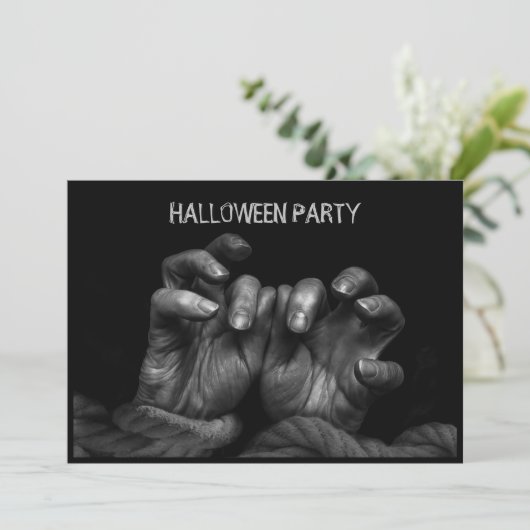 Halloween Party Scary Evil Hands Black Spooky Kaart (Staand voorkant)