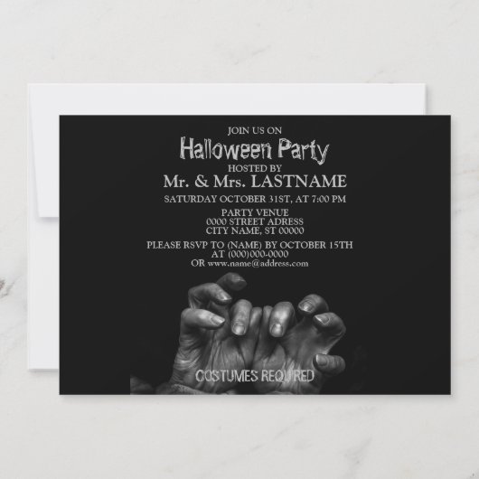 Halloween Party Scary Evil Hands Black Spooky Kaart (Achterkant)